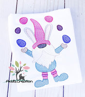 gnome embroidery design, easter eggs embroidery design, jelly beans embroidery design, bunny gnome embroidery design, sketch embroidery design, sketch bunny gnome embroidery design, juggling gnome embroidery design