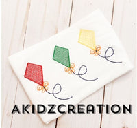 kite trio embroidery design, sketch kite embroidery design, kite embroidery design, kite with bows embroidery design, kite design, akidzcreation, machine embroidery kite design