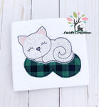 cat embroidery design, kitten on blanket embroidery design, cat on blanket embroidery design, animal embroidery design, cat applique, kitten applique