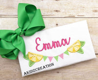bunting embroidery design , fruit embroidery design, food embroidery design , lemon embroidery design, lemon slice embroidery design, lemon bunting embroidery design, akidzcreation, food bunting
