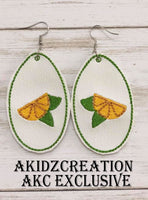 lemon slice earrings embroidery design, lemon embroidery design, earrings embroidery design, fruit embroidery design, fruit earrings embroidery design