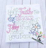 let your faith be bigger then your fear embroidery design, flower embroidery design, saying embroidery design, reading pillow embroidery design, pocket pillow embroidery design, machine embroidery design