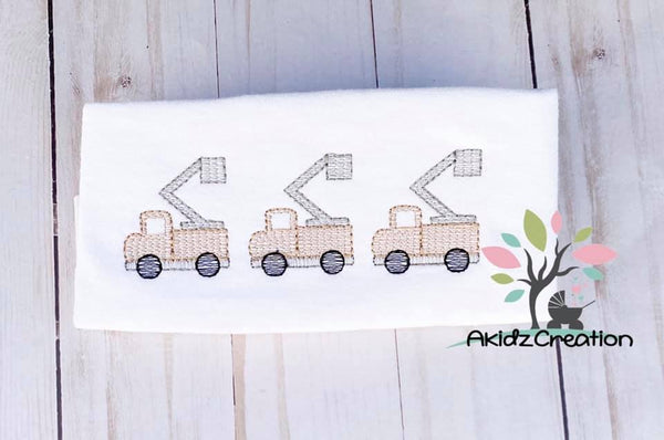 lineman truck embroidery design, lineman truck trio embroidery design, sketch lineman truck , sketch design
