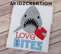 shark applique, shark embroidery, valentine shark applique, valentines day embroidery, heart applique