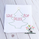 christmas embroidery design, peace love and joy embroidery design, christmas tree embroidery design