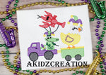 mardi gras gator parade embroidery design, mardi gras embroidery design, mardi gras parade float embroidery design, crawfish embroidery design, chicken embroidery design, mardi gras truck embroidery design, mardi gras gator embroidery design, sketch emrboidery