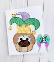 mardi gras bear embroidery design, bear embroidery design, jester hat embroidery design, mardi gras embroidery design bear embroidery design, animal embroidery design