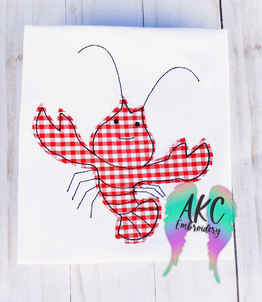crawfish embroidery design, mardi gras embroidery design, lobster embroidery design, animal embroidery design