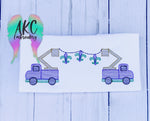 mardi gras lineman truck embroidery design, fleur de lis embroidery design, truck embroidery design, lineman truck embroidery design, sketch lineman truck embroidery design, mardi gras embroidery design, powerline embroidery design