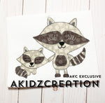 raccoon embroidery design, mommy and me raccoon embroidery design, raccoon applique, raccoon embroidery design, machine embroidery raccoon design, woodland embroidery design, woodland creature embroidery design