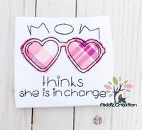 mom thinks she is in charge, sun glasses embroidery design, mom thinks she is in charge embroidery design