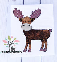moose applique embroidery design, woodland creatures embroidery design, animal embroidery design, forest animal embroidery design