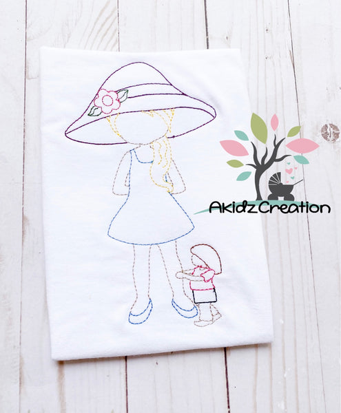 mother day embroidery design, mother and daughter embroidery design, garden hat embroidery design, mother embroidery design, vintage mother day embroidery design