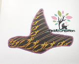 witch hat embroidery design, broom motif embroidery design, witch hat applique, halloween embroidery design, witch hat embroidery design, witch broom embroidery design, halloween witch hat embroidery design