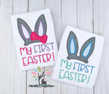 easter embroidery design, easter bunny embroidery design, bunny ears embroidery , bunny ears applique, rabbit ears applique, my first easter embroidery design, easter embroidery design, spring embroidery design, my first easter embroidery design
