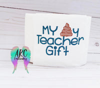 my shitty teacher gift embroidery design, toliet paper design, toliet paper embroidery design
