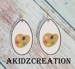 ith paint pallet earrings, paint embroidery, paint pallet embroidery, earrings, in the hoop earrings