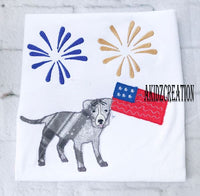 patriotic pitbull, pitbull applique, 4th of july dog embroidery, dog embroidery, puppy embroidery