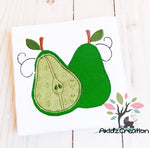 pear embroidery design, pear combo embroidery design, fruit embroidery design, pear applique, bean stitch applique, food embroidery design, kitchen towel embroidery design, double pear applique