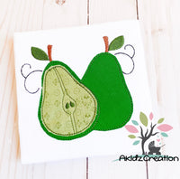 pear embroidery design, pear combo embroidery design, fruit embroidery design, pear applique, bean stitch applique, food embroidery design, kitchen towel embroidery design, double pear applique