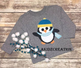 penguin embroidery design, penguin applique, christmas penguin embroidery design, christmas embroidery design, penguin embroidery, winter penguin embroidery