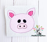 pig embroidery design, pig applique, farm animal embroidery design, animal embroidery design