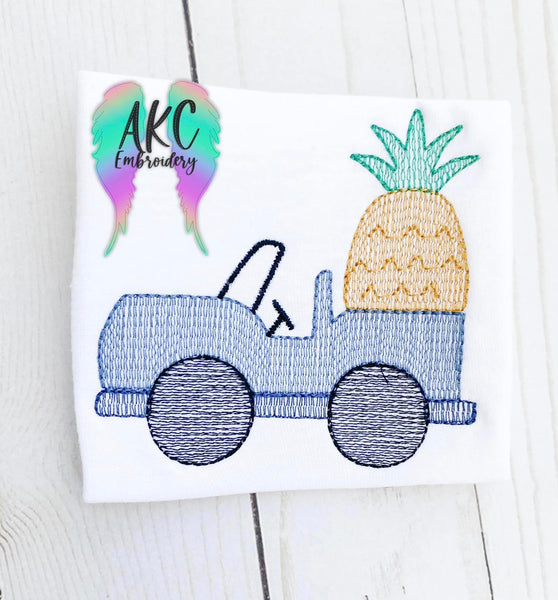 pineapple jeep embroidery design, jeep embroidery design, pineapple embroidery design, car embroidery design, fruit embroidery design