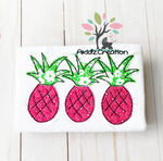 pineapple trio embroidery design, pineapple applique, applique, machine embroidery applique, machine embroidery pineapple applique, fruit applique, fruit embroidery design, food embroidery design