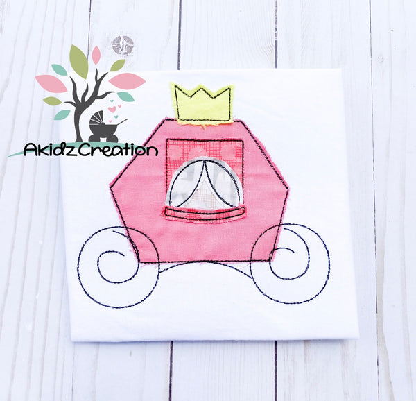 princess embroidery design, princess carriage applique, applique, machine embroidery applique, machine embroidery princess carriage, princess applique, machine embroidery princess