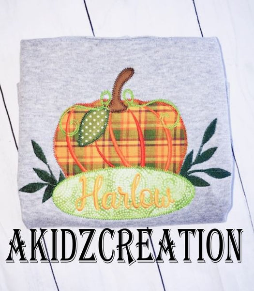 pumpkin embroidery design, pumpkin applique design, zig zag pumpkin embroidery design, halloween embroidery design, thanksgiving embroidery design, fall embroidery design, monogram embroidery design, akidzcreation