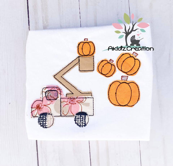 pumpkin truck embroidery design, pumpkin embroidery design, gourd embroidery design, lineman truck embroidery design, lineman embroidery design