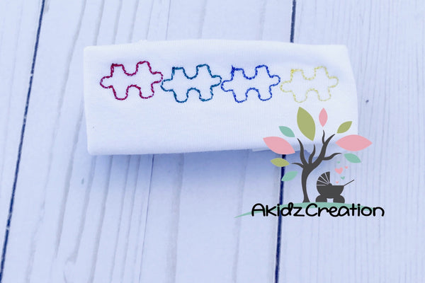 autism awareness embroidery design, puzzle embroidery design, quick stitch puzzle pieces design, machine embroidery autism awareness design