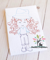 girl in hat embroidery design, boat shoes embroidery design, girl in hat embroidery design, curly hair girl embroidery design, curly hair embroidery design, vintage woman embroidery design