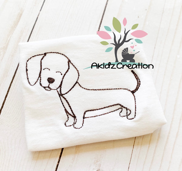 weenie dog embroidery design, quick stitch dog embroidery design, quick stitch embroidery design, dog embroidery design
