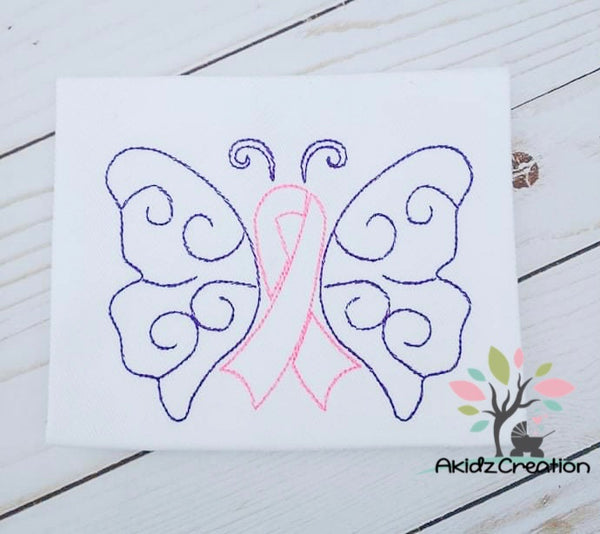 cancer embroidery design, butterfly embroidery design, cancer awareness embroidery design, butterfly embroidery design, quick stitch embroidery design