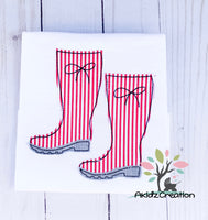 rainboot embroidery design, rainboot applique, machine embroidery rainboot appliques, bean stitch applique, girl rainboots, rainboots with bow embroidery design