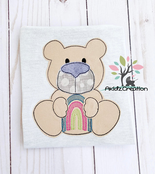 rainbow embroidery design, rainbow bear embroidery design, bear embroidery design, teddy bear embroidery design, rainbow baby embroidery design