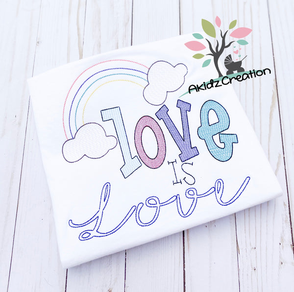love is love embroidery design, rainbow embroidery design, sketch embroidery design, vintage rainbow embroidery design, sketch rainbow embroidery design