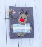 christmas reindeer embroidery design, reindeer embroidery design, deer embroidery design, christmas embroidery design, christmas present embroidery design, bean stitch applique