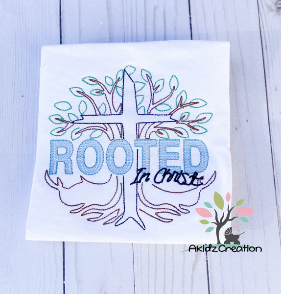 rooted in christ embroidery design, christ embroidery design, religious embroidery design, cross embroidery design, easter embroidery design