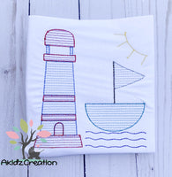 sailboat embroidery design, sailboat scene embroidery design, sailboat embroidery design, boat embroidery design, lighthouse embroidery design, sea life embroidery design, nautical embroidery design, sea life, ocean embroidery design