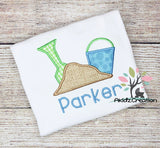 sand embroidery design, sand bucket embroidery design, sand bucket and shovel embroidery design, beach embroidery design, summer embroidery design, peeker embroidery design,