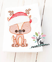 christmas embroidery design, santa hat embroidery design, sketch reindeer embroidery design, sketch deer embroidery design, woodland animal embroidery design, woodland deer embroidery design, woodland creature embroidery design