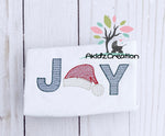 joy embroidery design, sketch embroidery design, santa hat embroidery design, christmas embroidery design