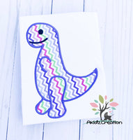 satin dino embroidery design, dinosaur embroidery design, dino embroidery design, satin applique, animal embroidery design