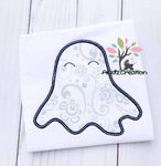 ghost applique, satin ghost applique, halloween embroidery design, applique, satin applique, machine embroidery ghost design