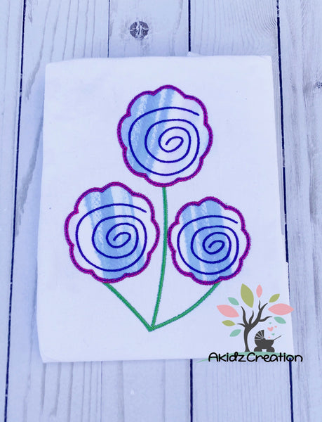 rose bouquet embroidery design, satin applique, rose applique, flower embroidery design, flower applique, flower bouquet applique