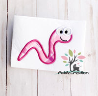 satin worm applique embroidery design, worm applique, satin applique, worm embroidery design