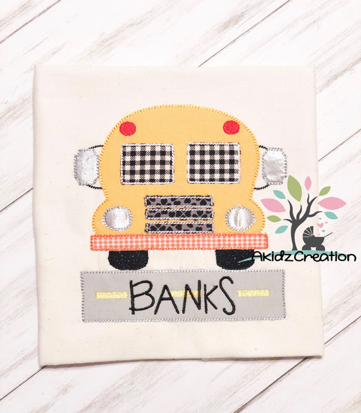 school bus embroidery design, quick stitch school bus embroidery design, bus applique, school embroidery design, school applique, back to school embroidery design