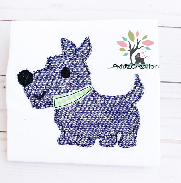 scottish terrier, embroidery, scottish terrier embroidery, dog embroidery, puppy embroidery design, bean stitch applique, scottie applique, scottie embroidery design
